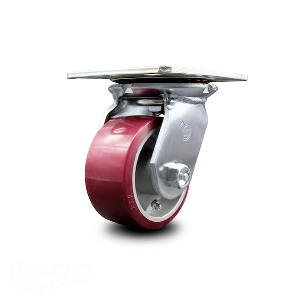 4 Inch Heavy Duty Top Plate Poly on Aluminum Swivel Caster with Ball Bearing SCC